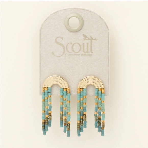 NWT Miyuki Rainbow Fringe Earring - Turquoise/Mint/Gold - F002 - Picture 4 of 10